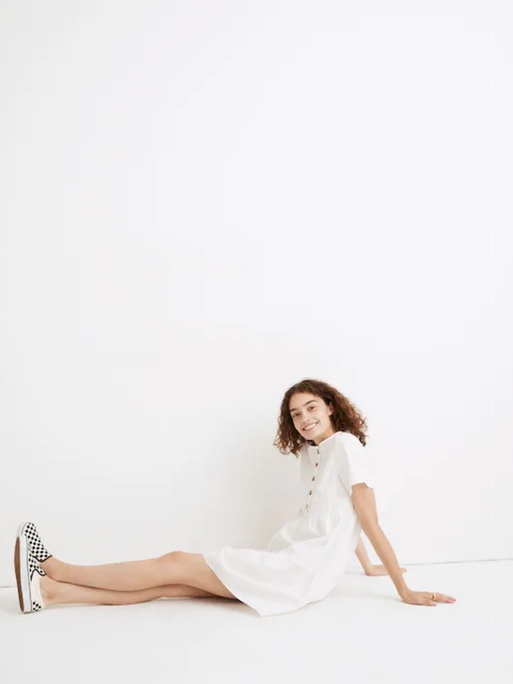 Madewell Women’s Off-White 100% Cotton Short-Sleeve Tiered Mini Dress XL NWT - Picture 2 of 14
